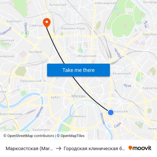 Марксистская (Marksistskaya) to Городская клиническая больница №24 map