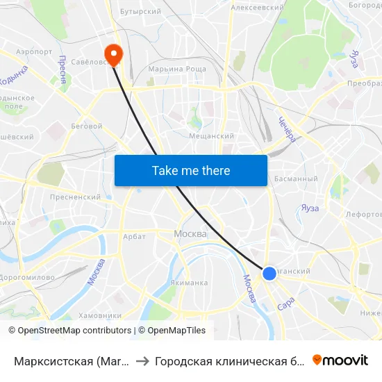Марксистская (Marksistskaya) to Городская клиническая больница №24 map