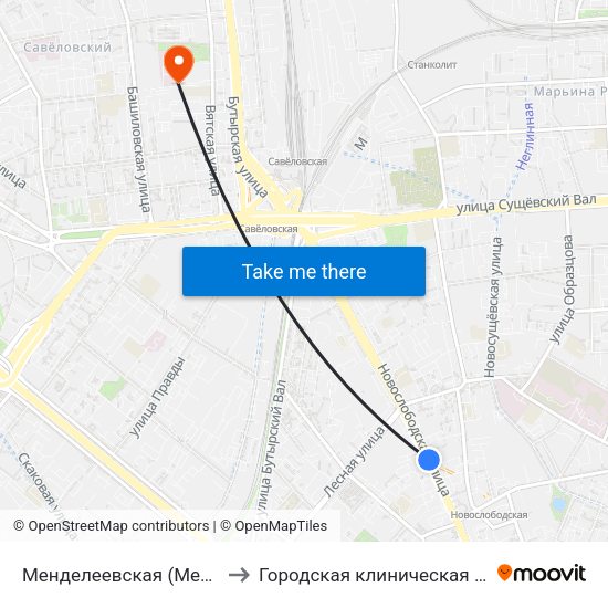 Менделеевская (Mendeleevskaya) to Городская клиническая больница №24 map