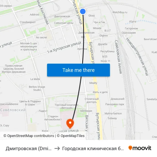 Дмитровская (Dmitrovskaya) to Городская клиническая больница №24 map