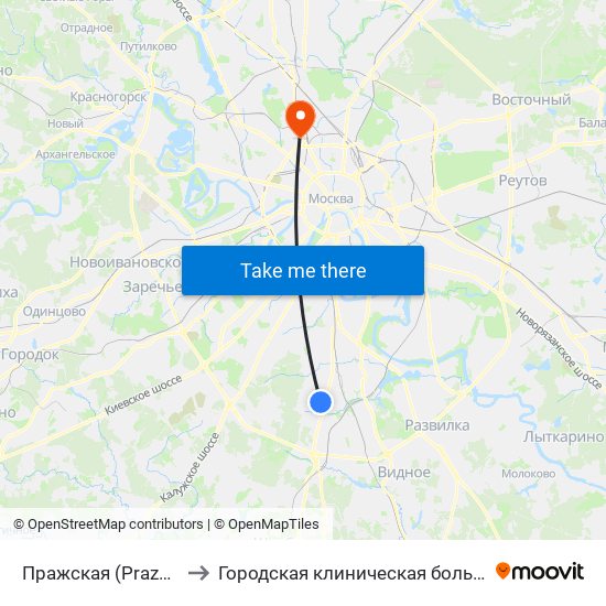 Пражская (Prazhskaya) to Городская клиническая больница №24 map