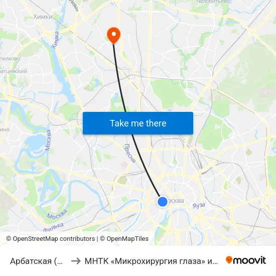 Арбатская (Arbatskaya) to МНТК «Микрохирургия глаза» им. акад. С. Н. Фёдорова map
