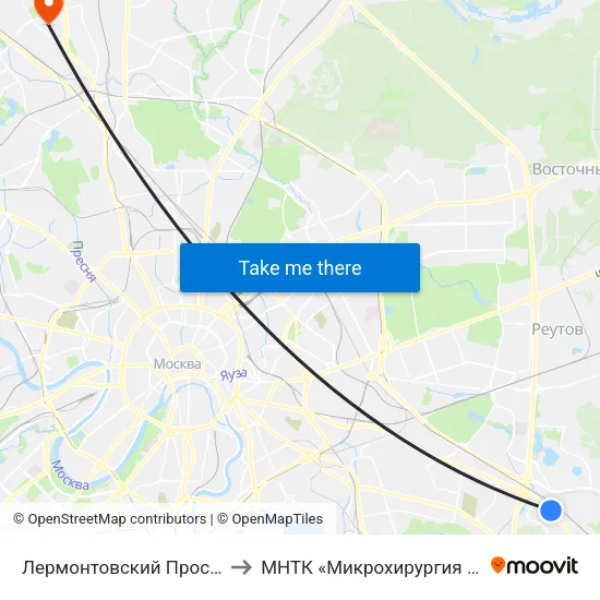 Лермонтовский Проспект (Lermontovsky Prospekt) to МНТК «Микрохирургия глаза» им. акад. С. Н. Фёдорова map