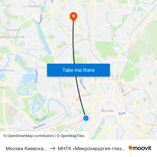 Москва Киевская (Kievsky Station) to МНТК «Микрохирургия глаза» им. акад. С. Н. Фёдорова map