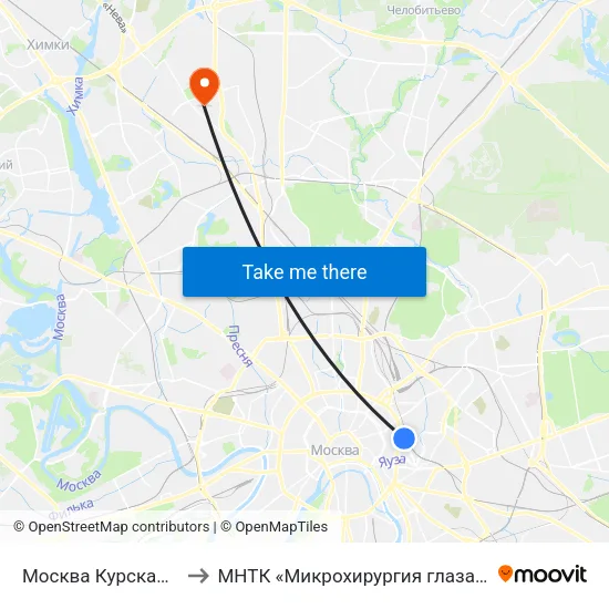 Москва Курская (Kursky Station) to МНТК «Микрохирургия глаза» им. акад. С. Н. Фёдорова map