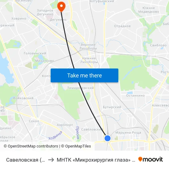 Савеловская (Savelovskaya) to МНТК «Микрохирургия глаза» им. акад. С. Н. Фёдорова map