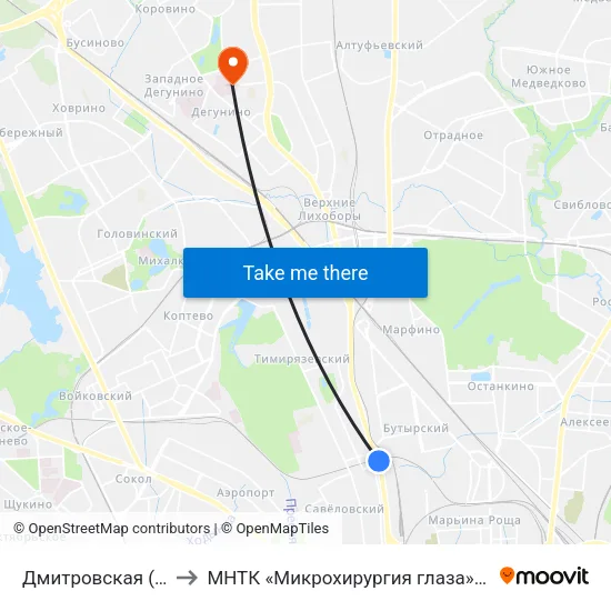 Дмитровская (Dmitrovskaya) to МНТК «Микрохирургия глаза» им. акад. С. Н. Фёдорова map