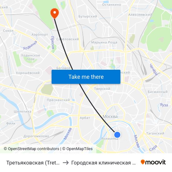 Третьяковская (Tretyakovskaya) to Городская клиническая больница №50 map