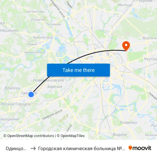 Одинцово to Городская клиническая больница № 36 map