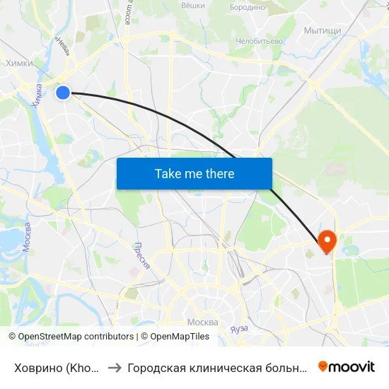 Ховрино (Khovrino) to Городская клиническая больница № 36 map