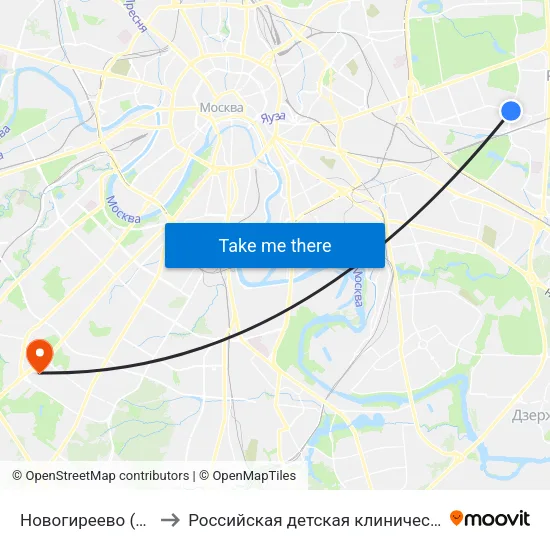 Новогиреево (Novogireevo) to Российская детская клиническая больница (РДКБ) map