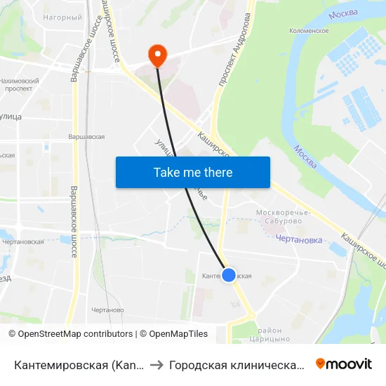 Кантемировская (Kantemirovskaya) to Городская клиническая больница №7 map