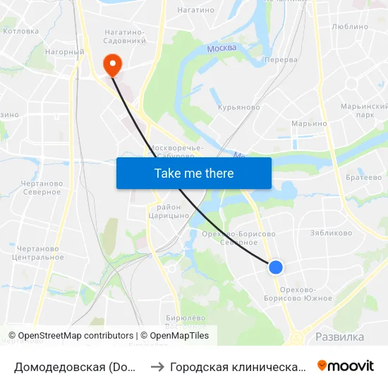 Домодедовская (Domodedovskaya) to Городская клиническая больница №7 map