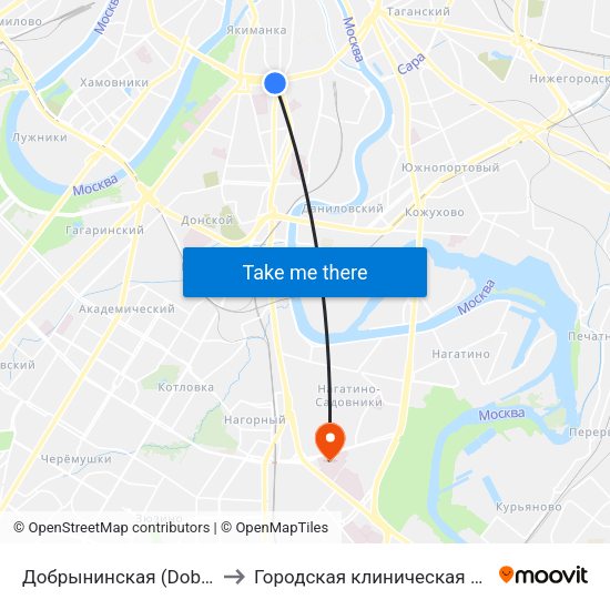 Добрынинская (Dobryninskaya) to Городская клиническая больница №7 map