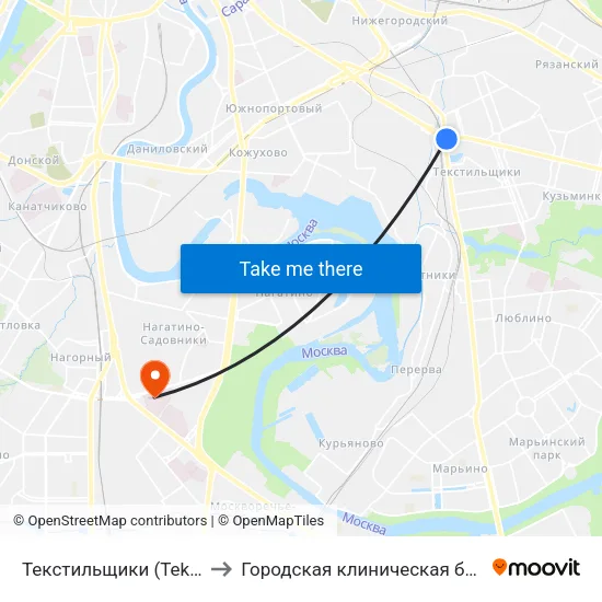 Текстильщики (Tekstilschiki) to Городская клиническая больница №7 map
