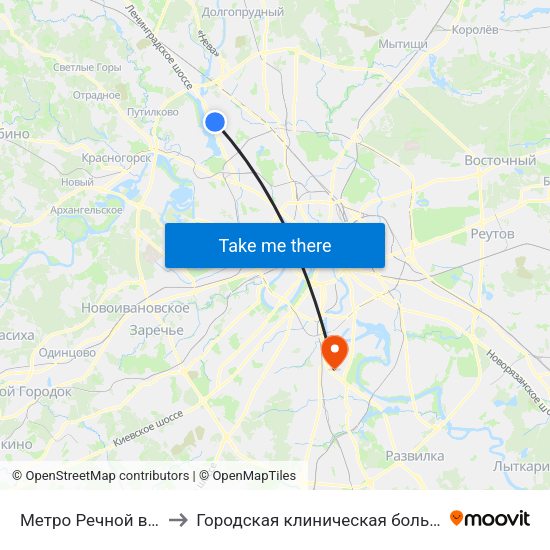 Метро Речной вокзал to Городская клиническая больница №7 map