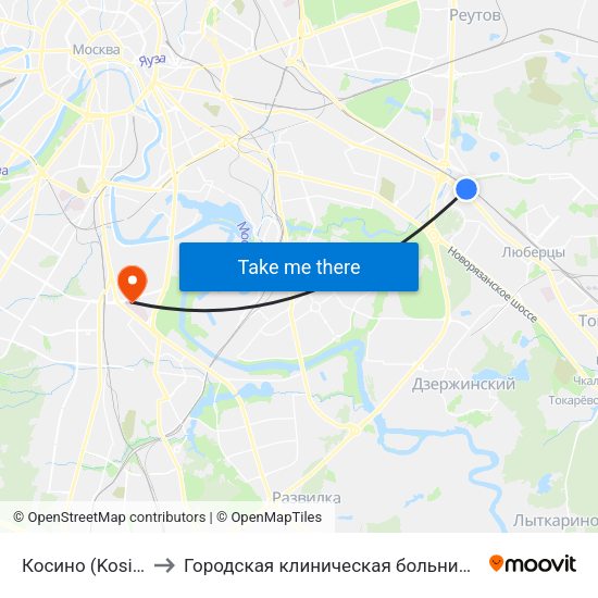 Косино (Kosino) to Городская клиническая больница №7 map