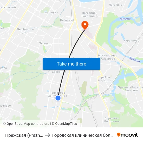 Пражская (Prazhskaya) to Городская клиническая больница №7 map