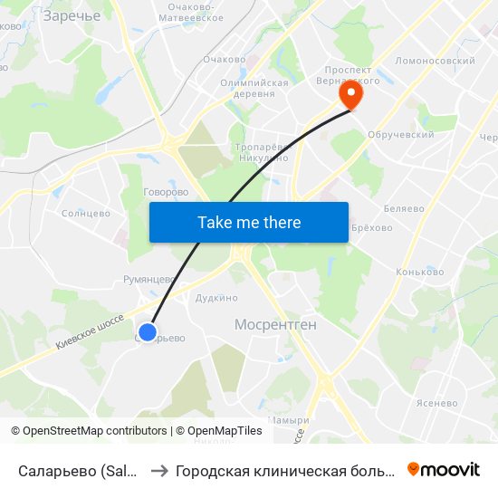 Саларьево (Salaryevo) to Городская клиническая больница № 31 map