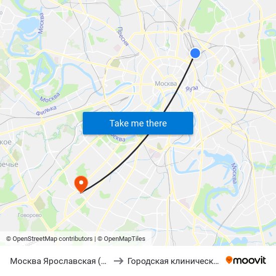 Москва Ярославская (Yaroslavsky Station) to Городская клиническая больница № 31 map