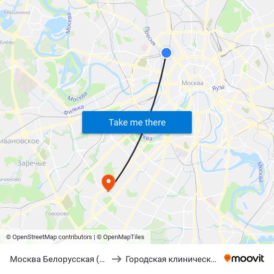 Москва Белорусская (Belorussky Station) to Городская клиническая больница № 31 map