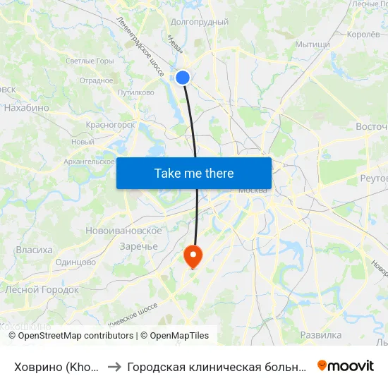 Ховрино (Khovrino) to Городская клиническая больница № 31 map