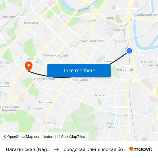 Нагатинская (Nagatinskaya) to Городская клиническая больница № 31 map