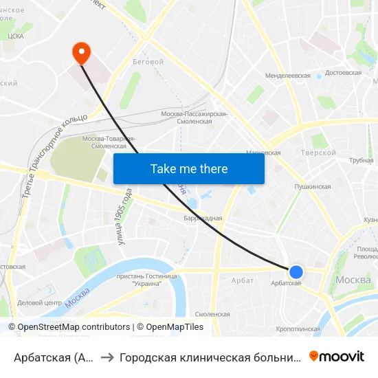 Арбатская (Arbatskaya) to Городская клиническая больница им. С. П. Боткина map
