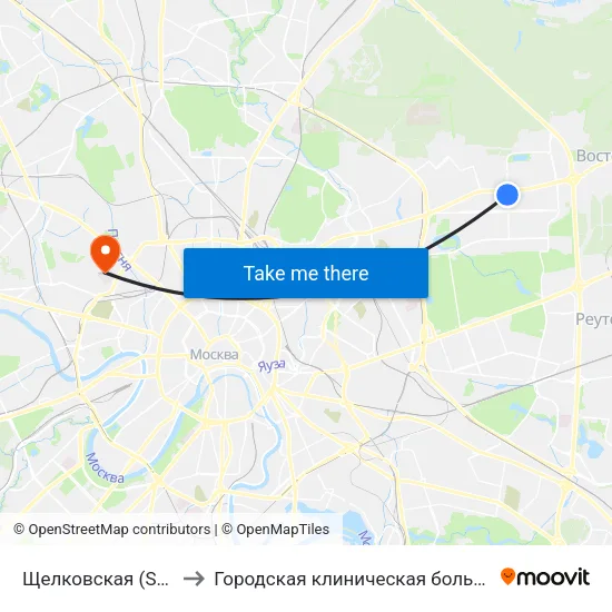 Щелковская (Schelkovskaya) to Городская клиническая больница им. С. П. Боткина map