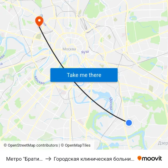 Метро "Братиславская" to Городская клиническая больница им. С. П. Боткина map