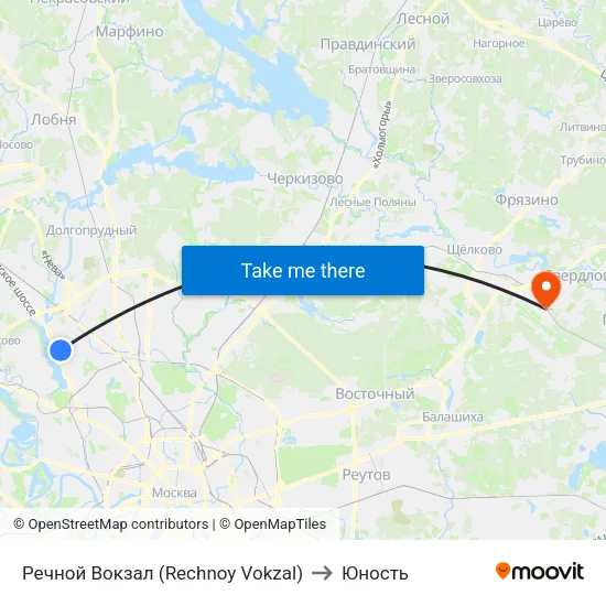 Речной Вокзал (Rechnoy Vokzal) to Юность map
