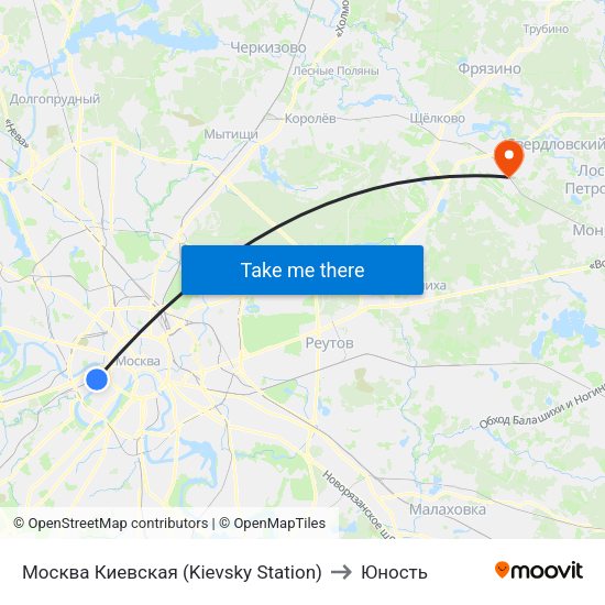 Москва Киевская (Kievsky Station) to Юность map