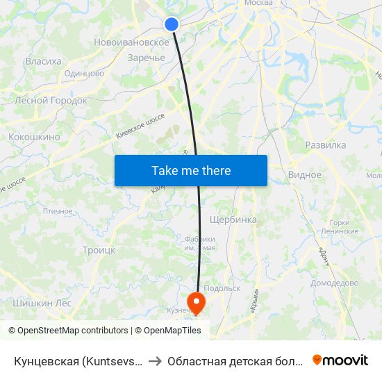 Кунцевская (Kuntsevskaya) to Областная детская больница map