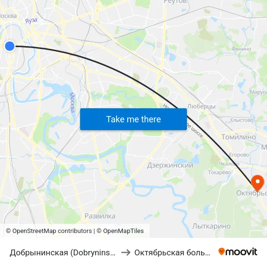 Добрынинская (Dobryninskaya) to Октябрьская больница map