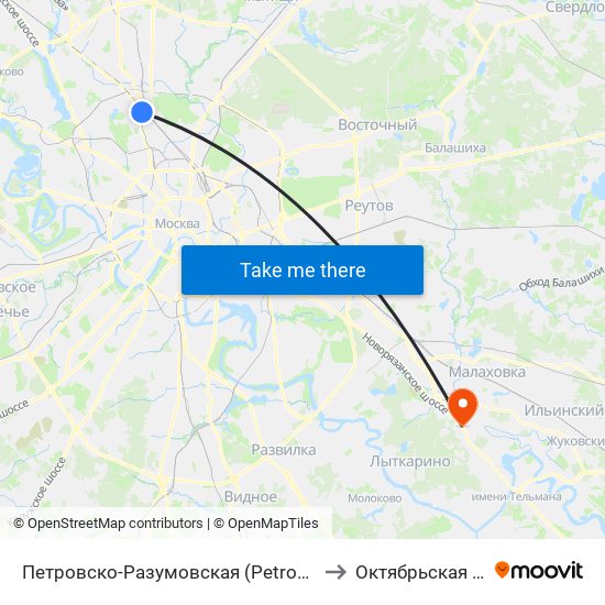 Петровско-Разумовская (Petrovsko-Razumovskaya) to Октябрьская больница map