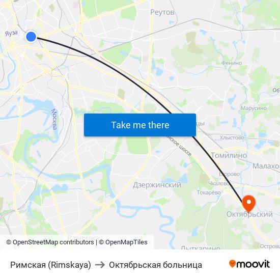 Римская (Rimskaya) to Октябрьская больница map