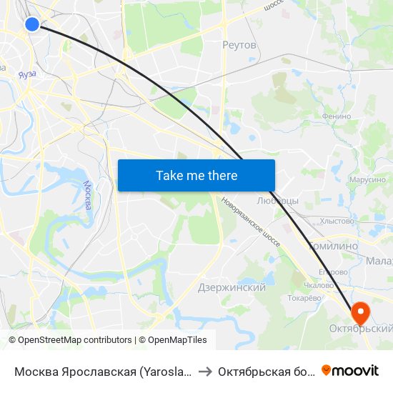 Москва Ярославская (Yaroslavsky Station) to Октябрьская больница map