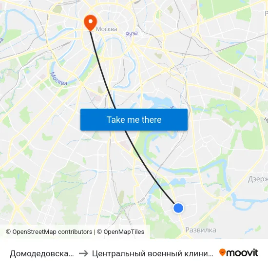 Домодедовская (Domodedovskaya) to Центральный военный клинический госпиталь им П.В. Мандрыка map