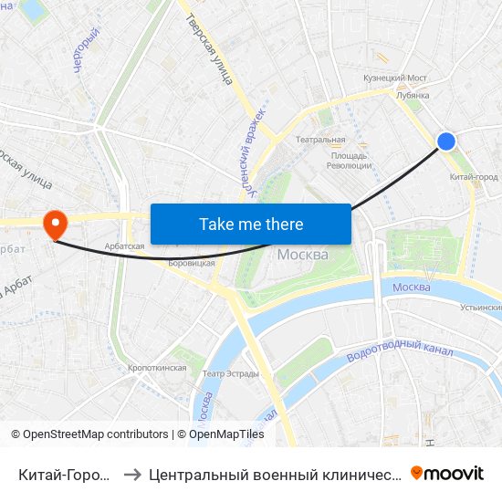 Китай-Город (Kitay-Gorod) to Центральный военный клинический госпиталь им П.В. Мандрыка map