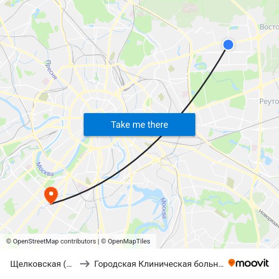 Щелковская (Schelkovskaya) to Городская Клиническая больница им. В.В. Виноградова map
