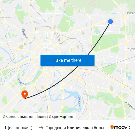 Щелковская (Schelkovskaya) to Городская Клиническая больница им. В.В. Виноградова map