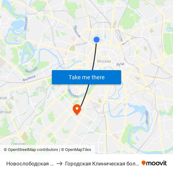 Новослободская (Novoslobodskaya) to Городская Клиническая больница им. В.В. Виноградова map