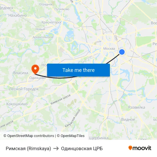 Римская (Rimskaya) to Одинцовская ЦРБ map