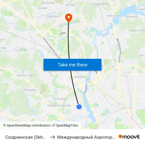 Сходненская (Skhodnenskaya) to Международный Аэропорт Шереметьево map