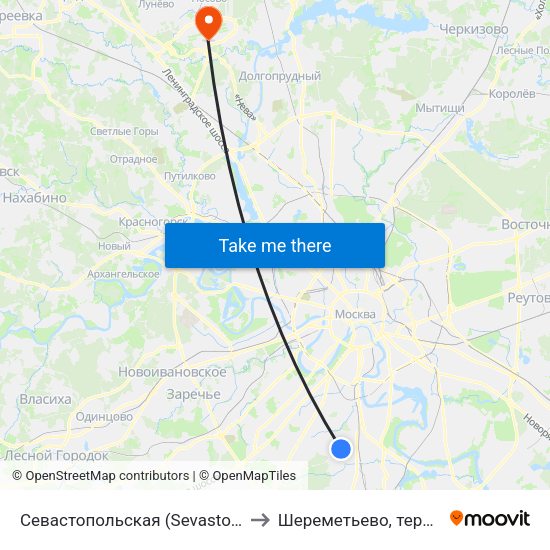 Севастопольская (Sevastopolskaya) to Шереметьево, терминал F map