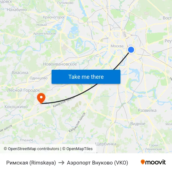 Римская (Rimskaya) to Аэропорт Внуково (VKO) map