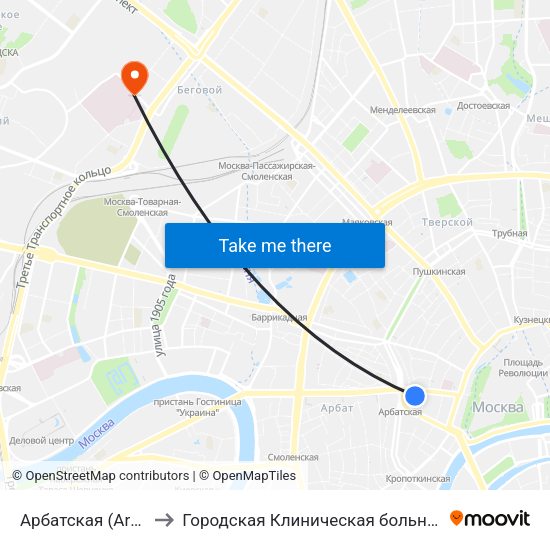 Арбатская (Arbatskaya) to Городская Клиническая больница им. Боткина map