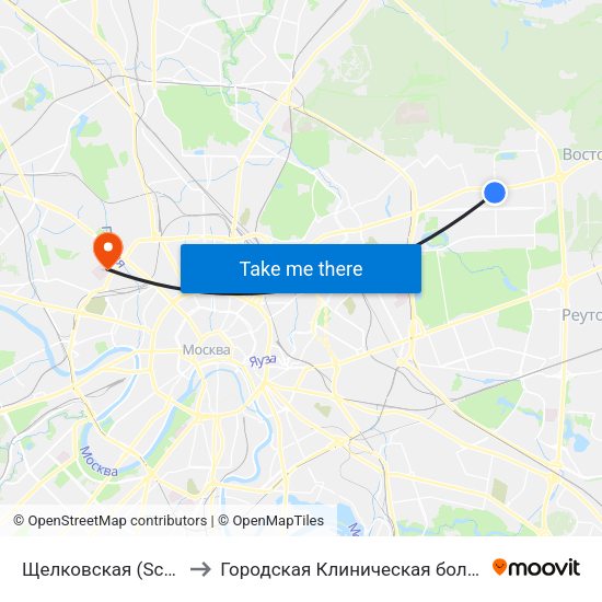 Щелковская (Schelkovskaya) to Городская Клиническая больница им. Боткина map