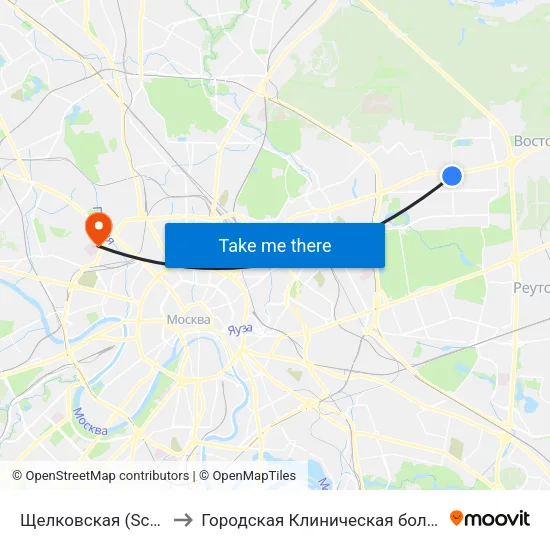 Щелковская (Schelkovskaya) to Городская Клиническая больница им. Боткина map