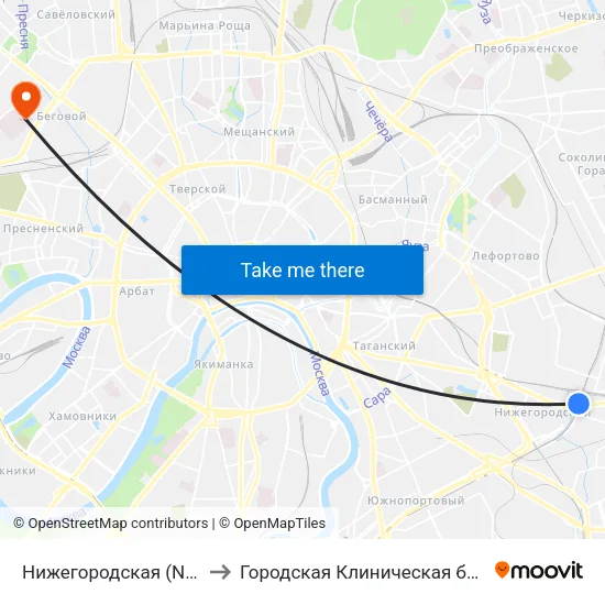 Нижегородская (Nizhegorodskaya) to Городская Клиническая больница им. Боткина map